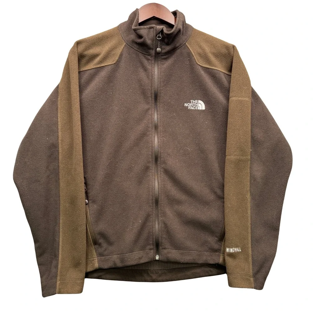 The North Face WindWall Fleece Jacket Mens Small‎ Brown Full Zip Outdoor